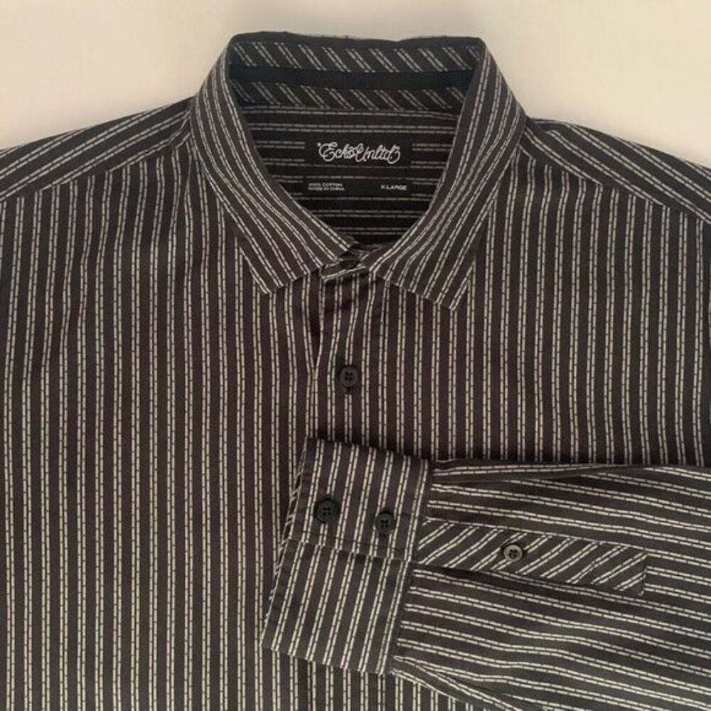 Ecko Unltd Black and Grey Stripe Men's Long‎ Sleeve Shirt Size XL